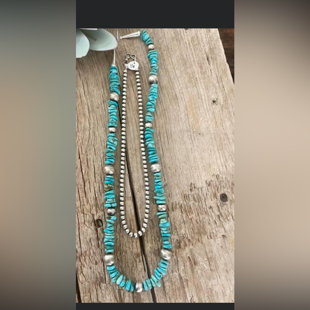 Turquoise and Navajo pearl necklace